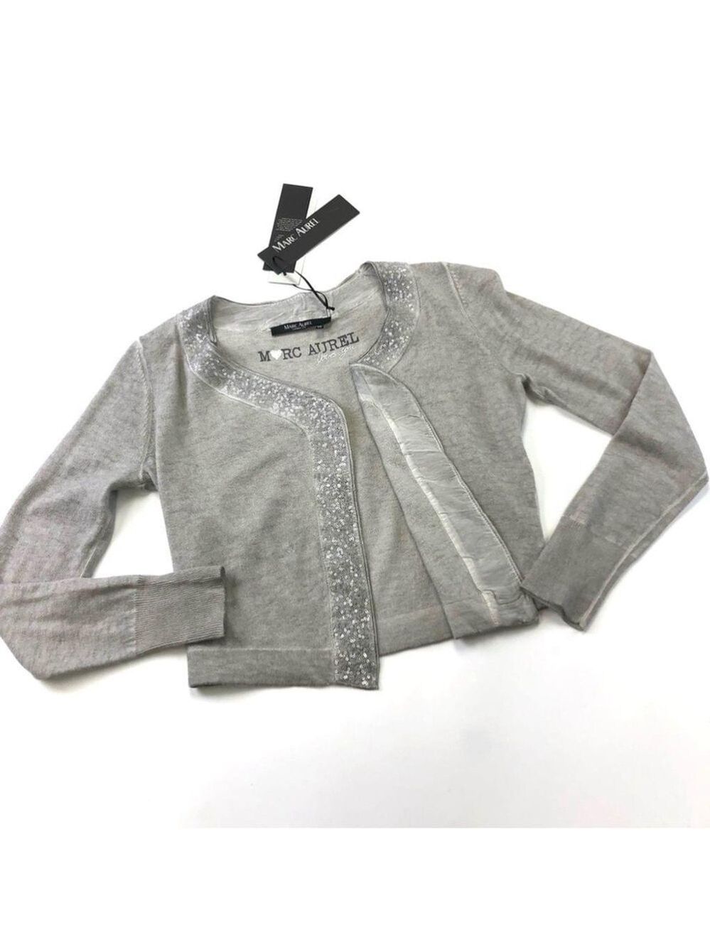 MARC Aurel Grey Wool Silk Blend Cardigan Medium NEW